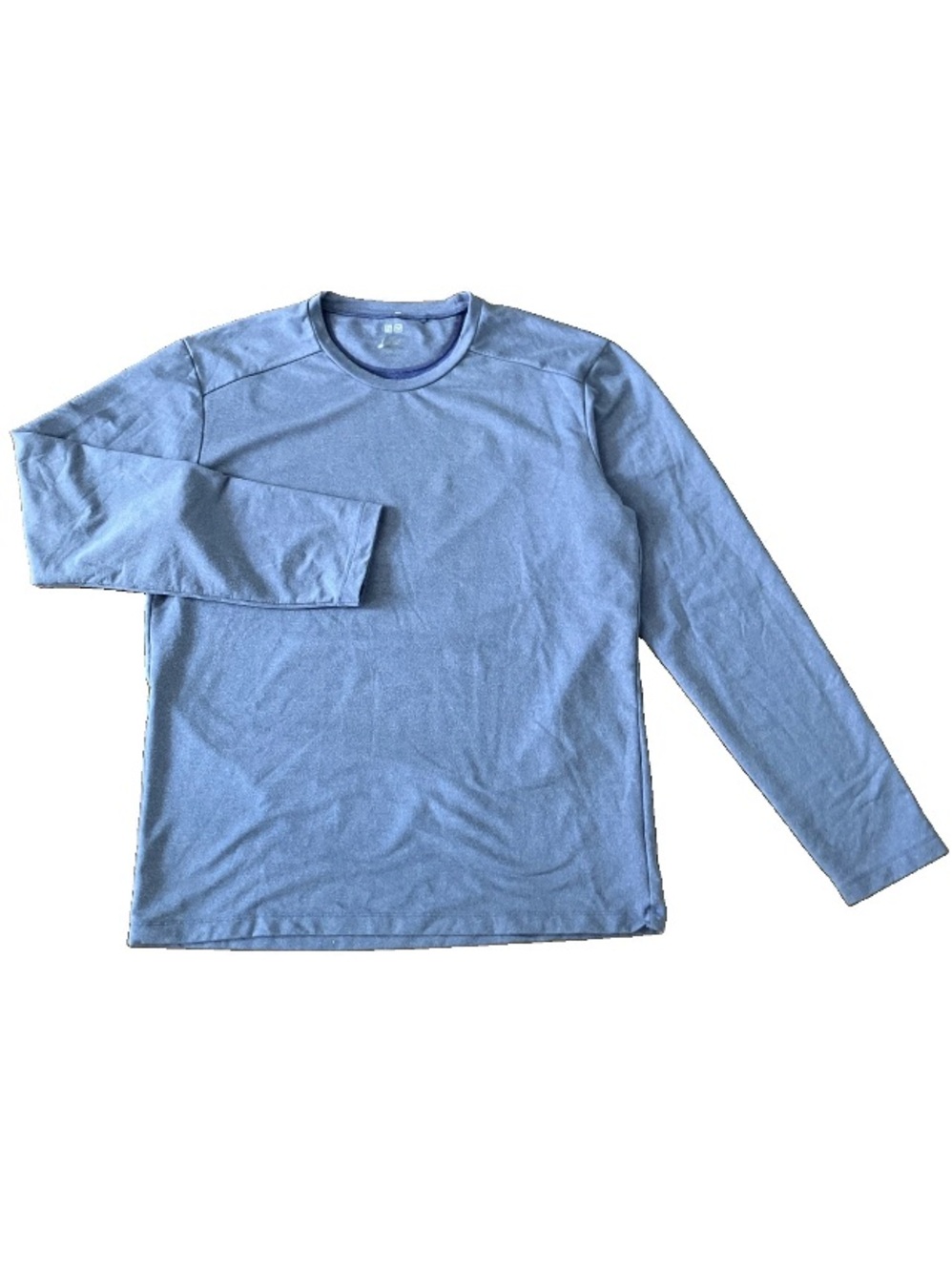 UNIQLO Dry w/ Odor Control Long Sleeve Mens T-Shirt Heather Blue Outdoor Casual.